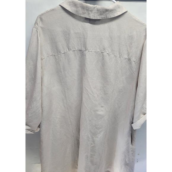 Lane Bryant Linen Blend Shirt‎ Dress Beige Button Front Tab Sleeve Plus Sz 24 - Picture 8 of 10